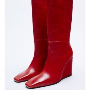 Zara Leather Wedge Boots